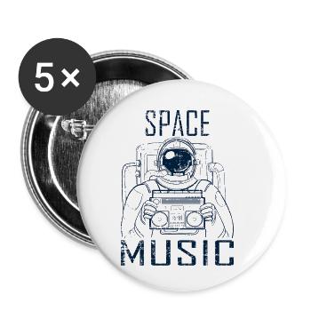 Space Music Gift - Lot de 5 petits badges (25 mm) - blanc - Devant