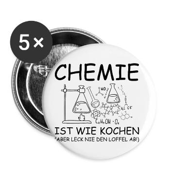 La chimie est comme la cuisine en disant cadeau de laboratoire - Lot de 5 petits badges (25 mm) - blanc - Devant