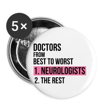 Doctors from best to worst neurologists gift - Buttons small 1''/25 mm (5-pack) - white - Front