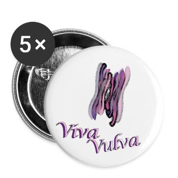 Viva Vulva - Buttons klein 25 mm (5er Pack) - Weiß - Vorne