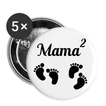 Mom squared twins twins gift - Buttons small 1''/25 mm (5-pack) - white - Front