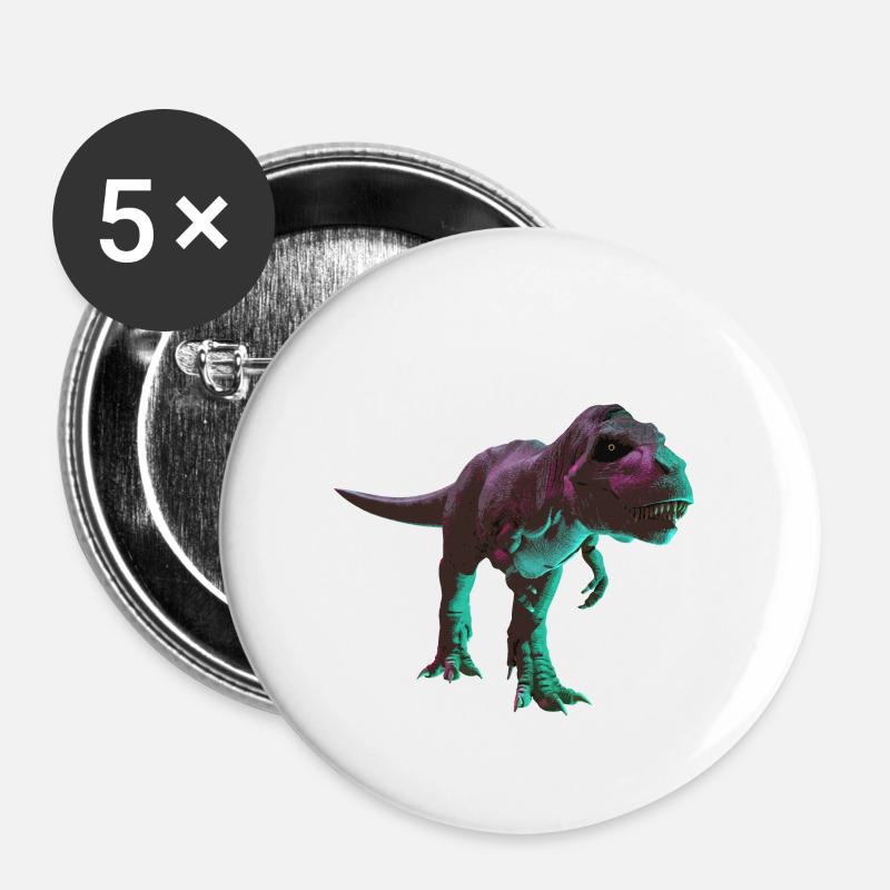 Raptor Dino dinosaurs dinosaur - Buttons small 1''/25 mm (5-pack) - white