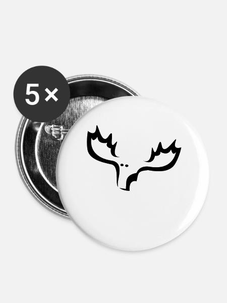 Elch - Buttons klein 25 mm (5er Pack) - Weiß