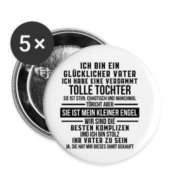 Gluecklicher Vater einer Tochter Vatertag Geschenk - Buttons klein 25 mm (5er Pack) - Weiß - Vorne