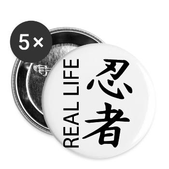 Real Life Ninja Shirt Ninja Warrior - Buttons small 1''/25 mm (5-pack) - white - Front
