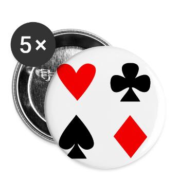 Heart of clubs diamond spades poker card game - Buttons small 1''/25 mm (5-pack) - white - Front