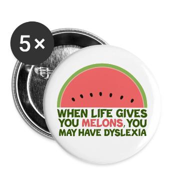 Funny Dyslexia - Buttons small 1''/25 mm (5-pack) - white - Front
