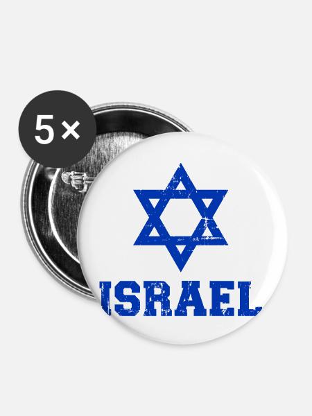 Israel - Buttons klein 25 mm (5er Pack) - Weiß