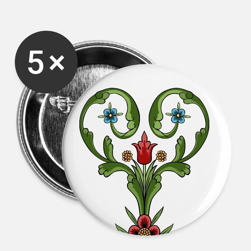 RUSTIC HEART - Buttons small 1''/25 mm (5-pack) - white