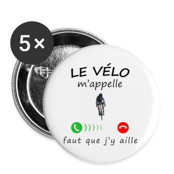 le vélo m'appelle de la collection "appel" - Lot de 5 petits badges (25 mm) - blanc - Devant