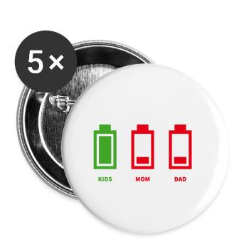 Batterie / Energie der Eltern - Buttons klein 25 mm (5er Pack) - Weiß - Vorne