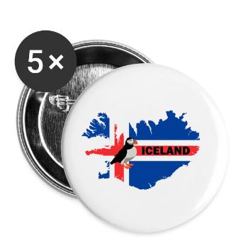 Icelandic flag Iceland Puffin Atlantic Puffin - Buttons small 1''/25 mm (5-pack) - white - Front