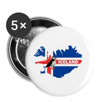 Icelandic flag Iceland Puffin Atlantic Puffin - Buttons small 1''/25 mm (5-pack) - white - Front