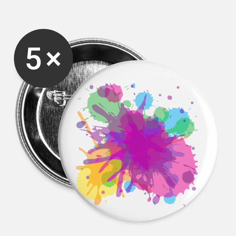 Éclaboussures de peinture, éclaboussures, moderne - Lot de 5 petits badges (25 mm) - blanc