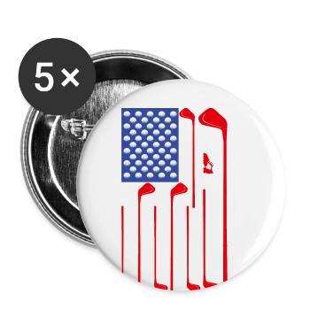 American Flag Golf Club Sport Lustige Golfgeschenke - Buttons klein 25 mm (5er Pack) - Weiß - Vorne