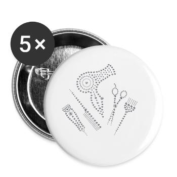 Hair Stylist Salon Apron Rhinestone Scissor Comb H - Buttons small 1''/25 mm (5-pack) - white - Front