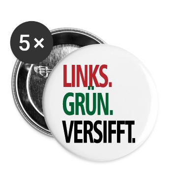 Links Grün Versifft Anti Rassismus Toleranz - Buttons klein 25 mm (5er Pack) - Weiß - Vorne