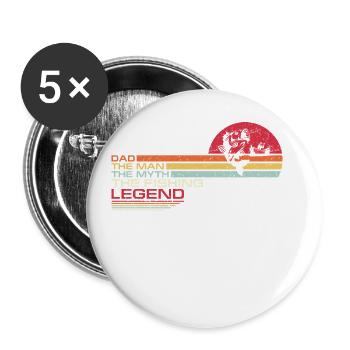 Vintage Bass Fishing Dad Man The Myth Fisherman Le - Lot de 5 petits badges (25 mm) - blanc - Devant