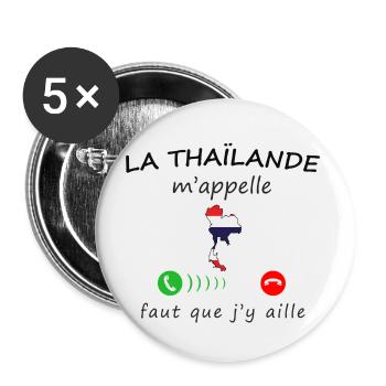 La Thaïlande m'appelle de la collection "appel" - Lot de 5 petits badges (25 mm) - blanc - Devant