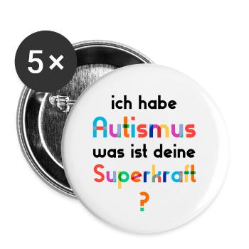 Autismus Autist - Buttons klein 25 mm (5er Pack) - Weiß - Vorne