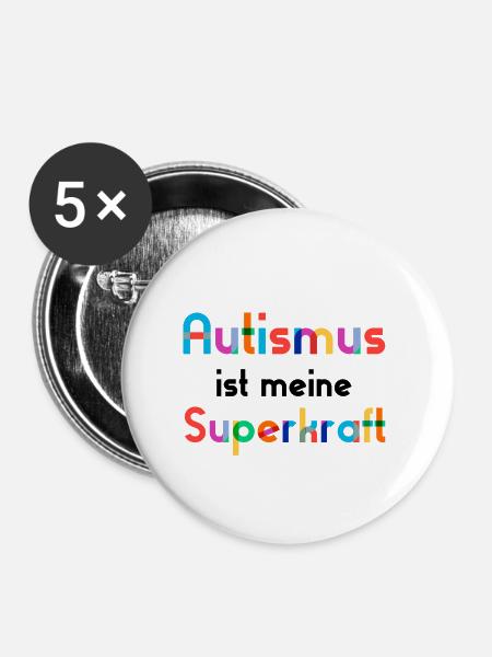 Autismus - Buttons klein 25 mm (5er Pack) - Weiß