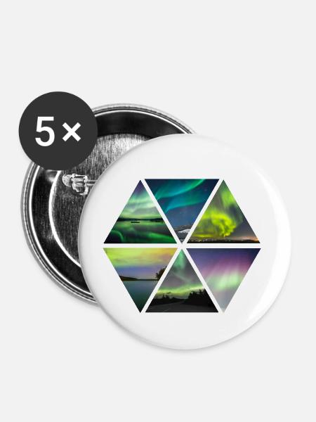 Polar Lichter - Buttons klein 25 mm (5er Pack) - Weiß