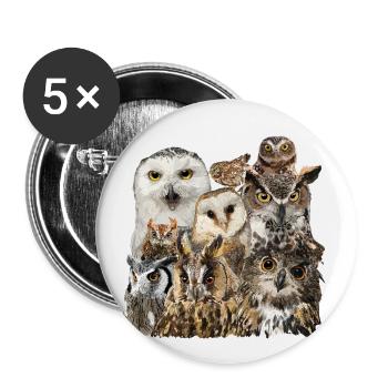 Eulen - Buttons klein 25 mm (5er Pack) - Weiß - Vorne