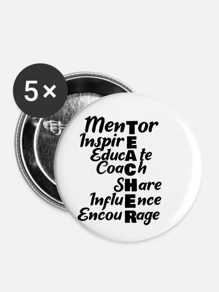 Teacher Mentor - Buttons klein 25 mm (5er Pack) - Weiß