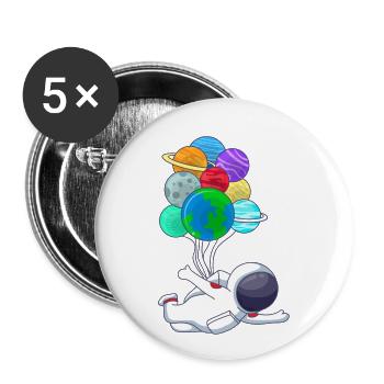 Astronaute cosmonaute au ballon de ballons de planète - Lot de 5 petits badges (25 mm) - blanc - Devant