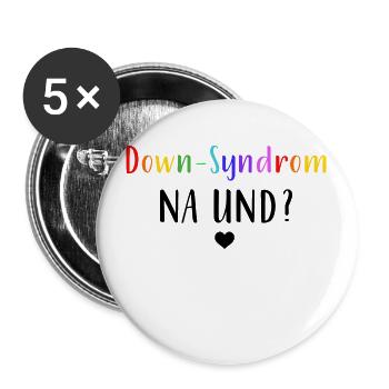 Down-Syndrom na und? - Buttons klein 25 mm (5er Pack) - Weiß - Vorne