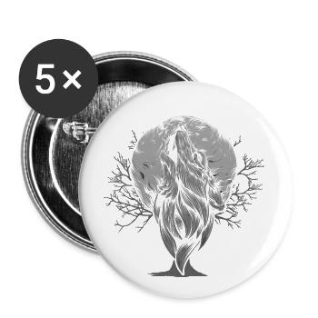 Werwolf Wolf Vollmond Geschenke - Buttons klein 25 mm (5er Pack) - Weiß - Vorne