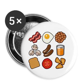 Full English Breakfast - Buttons small 1''/25 mm (5-pack) - white - Front