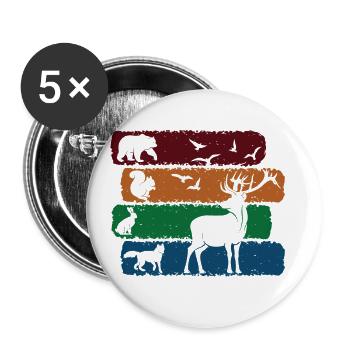 Animals pattern - Buttons small 1''/25 mm (5-pack) - white - Front