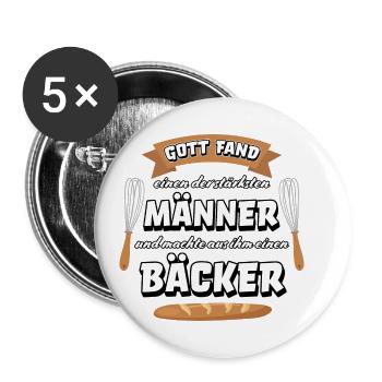 Bäcker Meister Bäckerei backen lustiger Spruch - Buttons klein 25 mm (5er Pack) - Weiß - Vorne