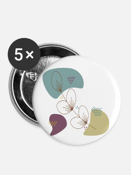 Blätter - Buttons klein 25 mm (5er Pack) - Weiß
