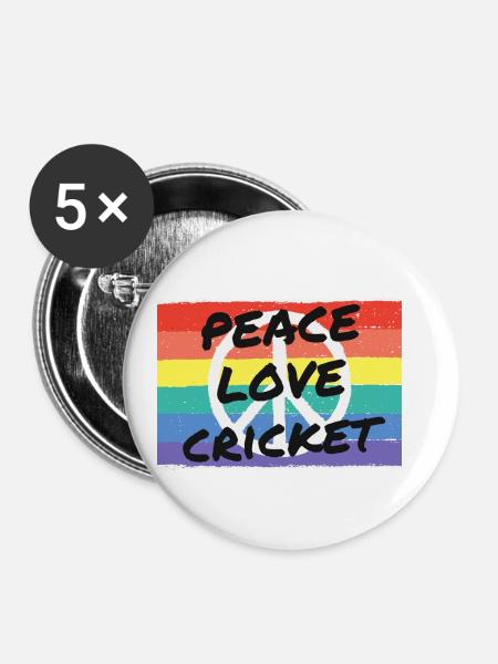 Frieden. Liebe. Kricket - Buttons klein 25 mm (5er Pack) - Weiß