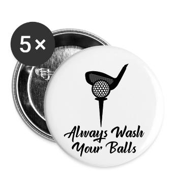 Lavez toujours vos boules - Lot de 5 petits badges (25 mm) - blanc - Devant