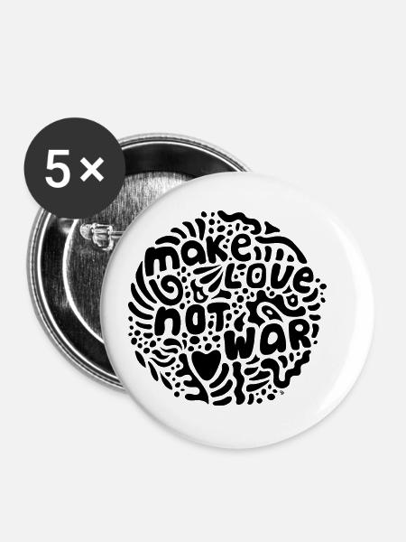 Make Love Not War (schwarz) - Buttons klein 25 mm (5er Pack) - Weiß