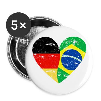 Flag Coeur Allemagne Brésil Drapeau - Lot de 5 petits badges (25 mm) - blanc - Devant