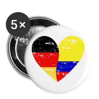 Flag Heart Germany Colombia Flag - Buttons small 1''/25 mm (5-pack) - white - Front