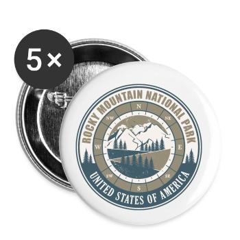 Rocky Mountain National Park US Vintage Hiking - Buttons small 1''/25 mm (5-pack) - white - Front