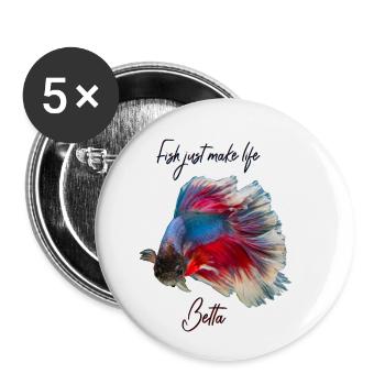FISCHE MACHEN EINFACH LEBEN BETTA - BETTA FISH - Buttons klein 25 mm (5er Pack) - Weiß - Vorne