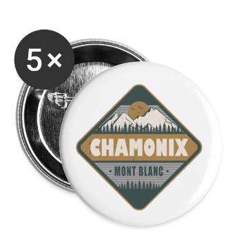 Chamonix Mont Blanc France Vintage Hiking Design - Buttons small 1''/25 mm (5-pack) - white - Front