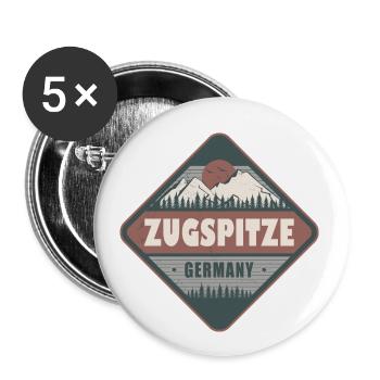 Zugspitze Allemagne Vintage Hiking Design - Lot de 5 petits badges (25 mm) - blanc - Devant