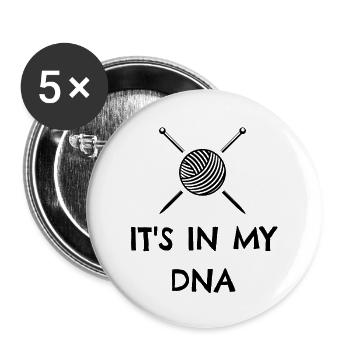 Knitting: It's in my DNA. - Buttons small 1''/25 mm (5-pack) - white - Front