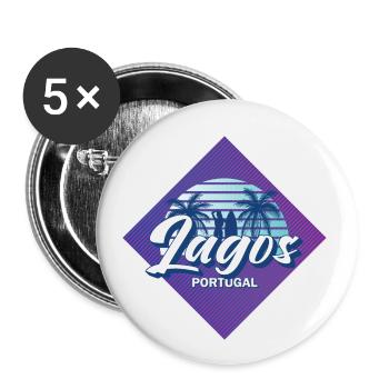 Lagos Algarve Portugal Retro 80s Summer Surf Desig - Buttons small 1''/25 mm (5-pack) - white - Front
