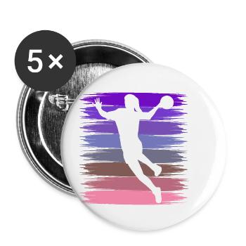 Echte Mädchen spielen Handball - Buttons klein 25 mm (5er Pack) - Weiß - Vorne