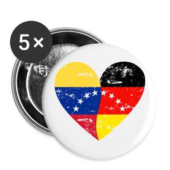 Flag Heart Venezuela Germany Flag - Buttons small 1''/25 mm (5-pack) - white - Front