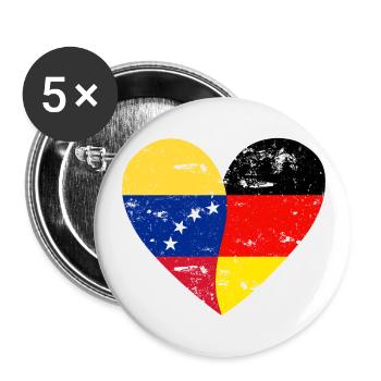 Flag Heart Venezuela Germany - Buttons small 1''/25 mm (5-pack) - white - Front