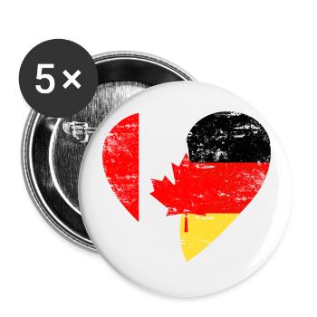 Flag Heart Canada Allemagne Drapeau - Lot de 5 petits badges (25 mm) - blanc - Devant